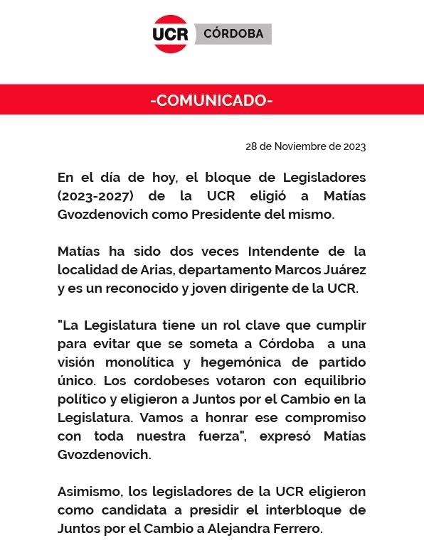 Bisotto comunicado28nov23